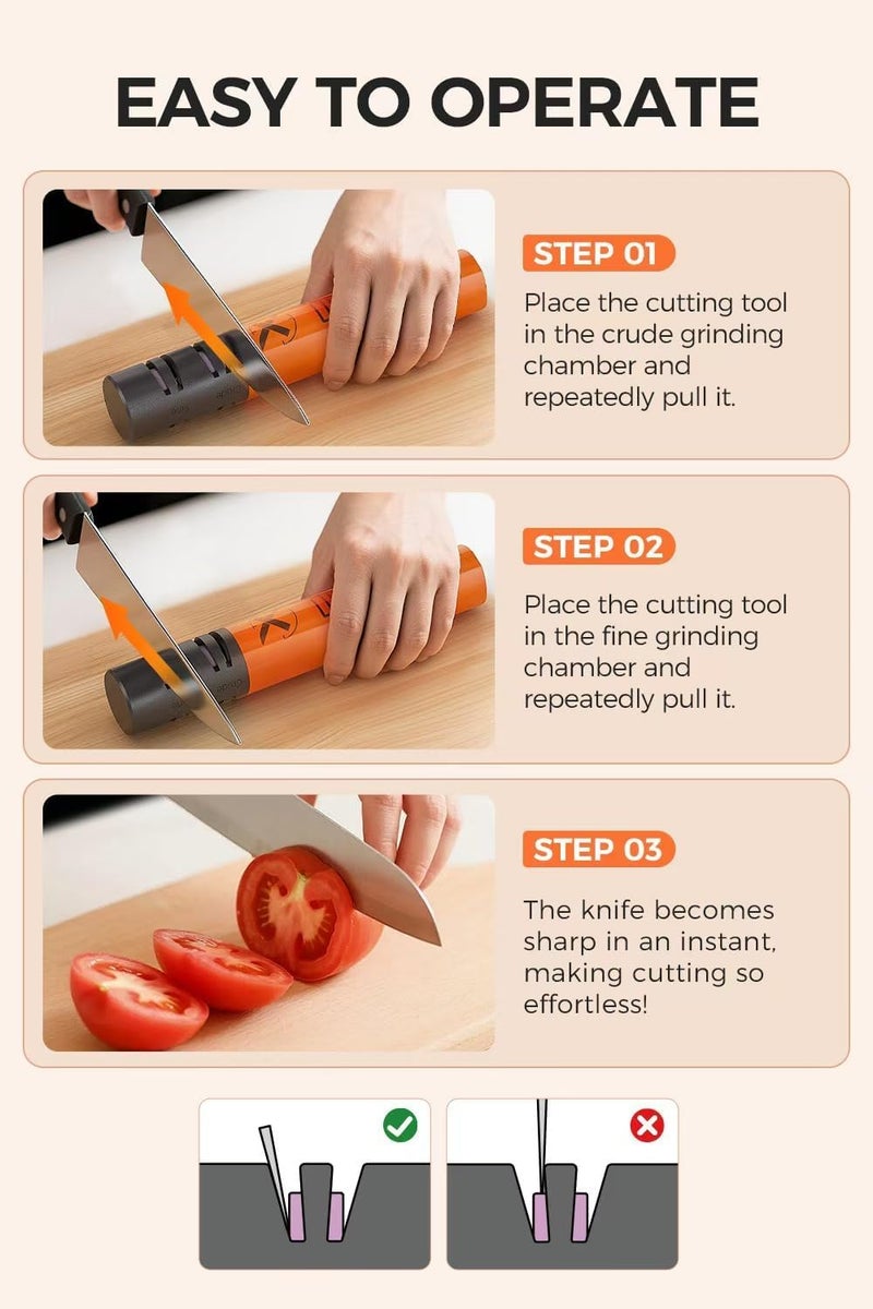 LEFUGO Electric Knife Sharpener, 3 Speed Max 7000RPM Handheld Sharpener for Kitchen Knives, Electric Knife Sharpening Tool of Portable Cordless Rechargeable 2000mAh (Orange) - Image 5